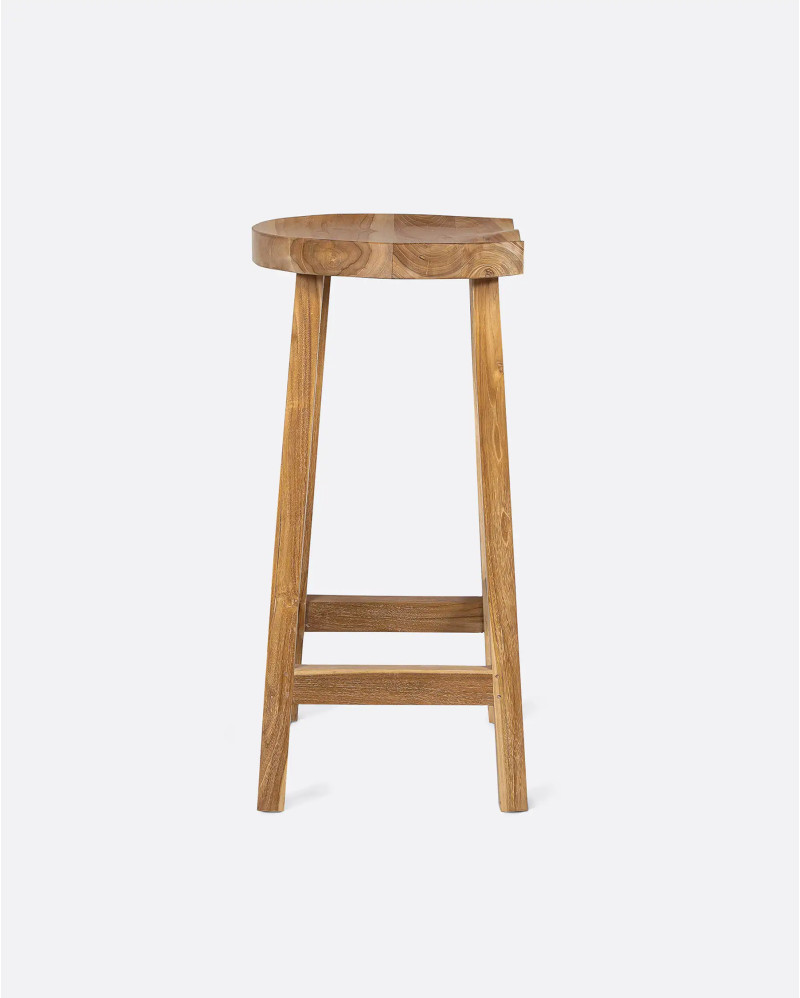 Tabouret haut KING en bois de teck recyclé 44 x 38 x 79 cm en couleur naturelle