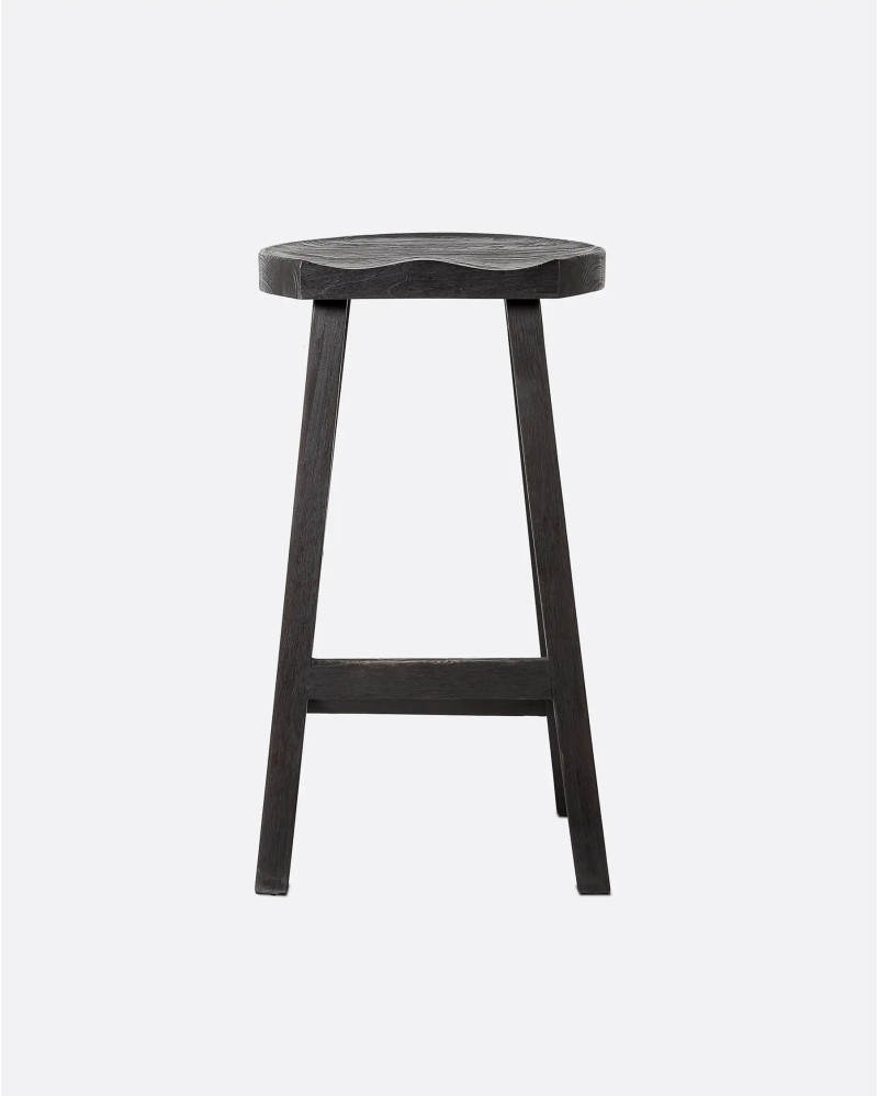 KING high stool in recycled teak wood 44 x 38 x 79 cm in black colour