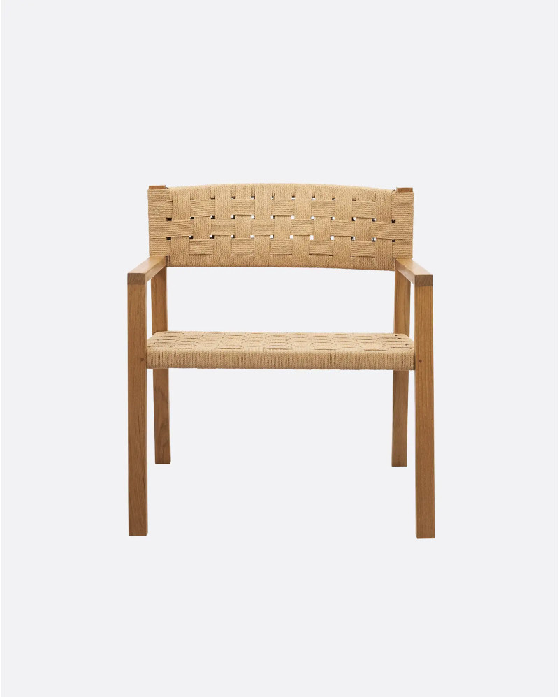 Fauteuil CORA en bois de teck et corde de papier 68 x 65 x 73 cm en couleur naturelle