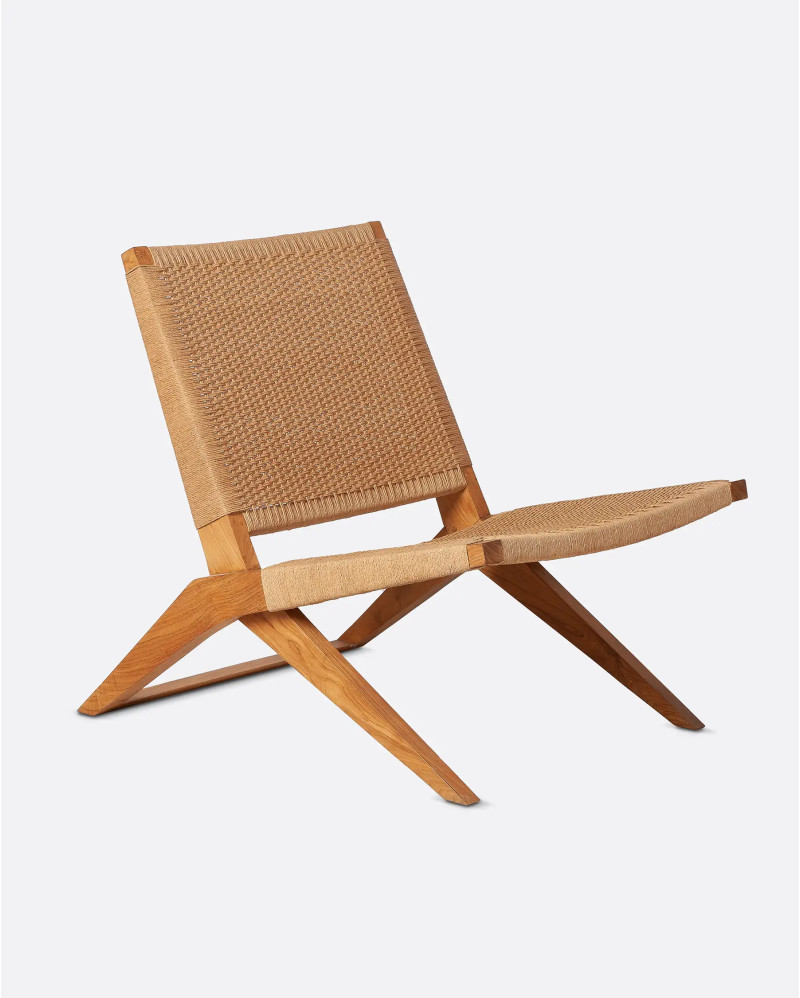 Fauteuil LAWIT en bois de teck et corde de papier 62 x 80 x 73 cm en couleur naturelle