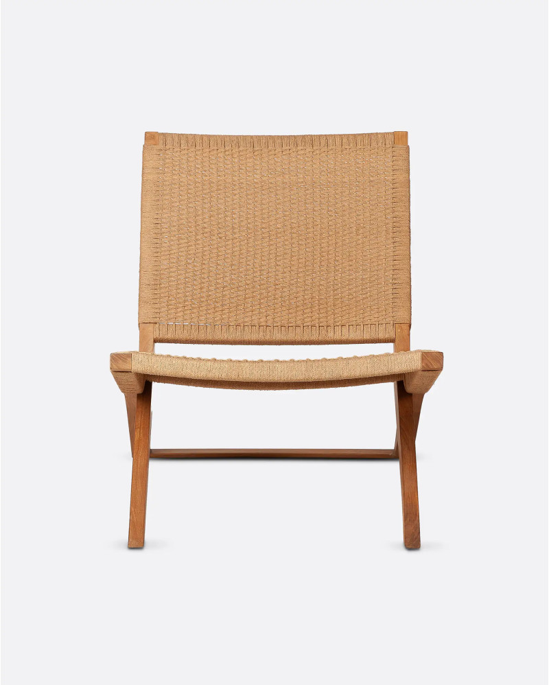 Silla lounge LAWIT de madera de teca y cuerda de papel 62 x 80 x 73 cm en color natural