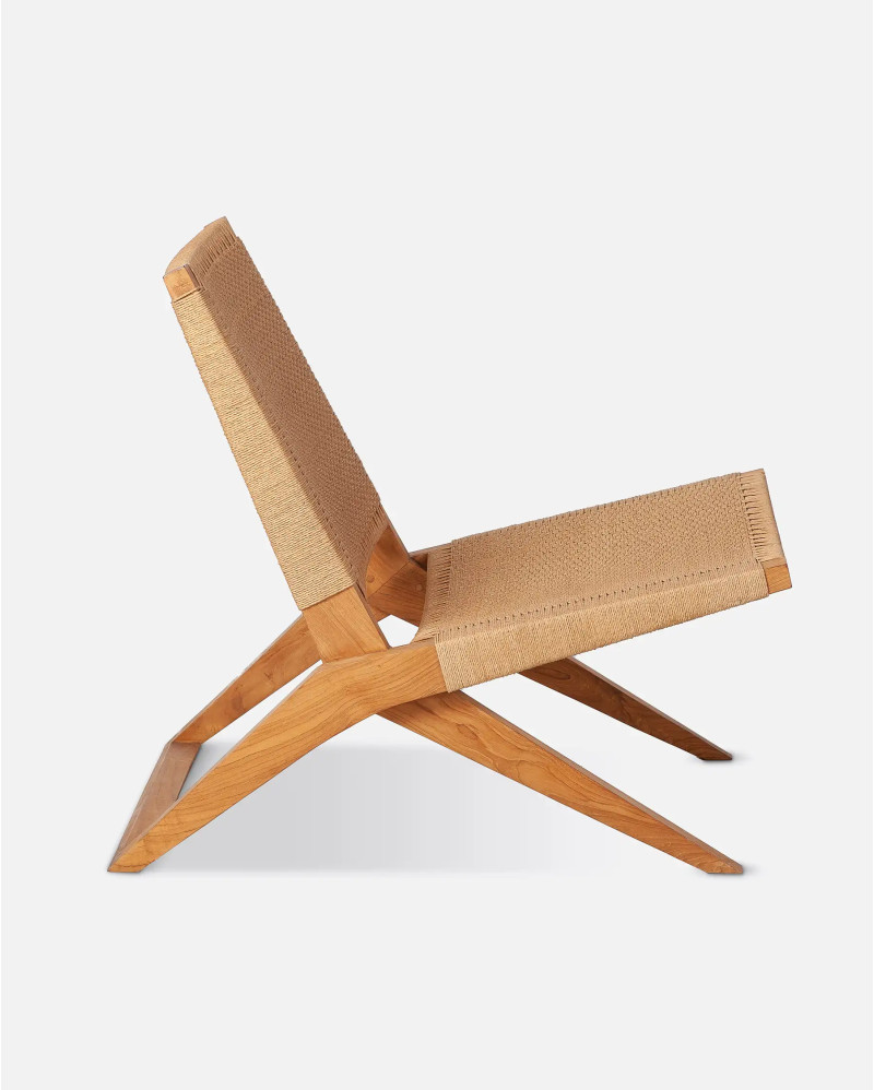 LAWIT lounge chair in teak wood and paper cord 62 x 80 x 73 cm in natural colour