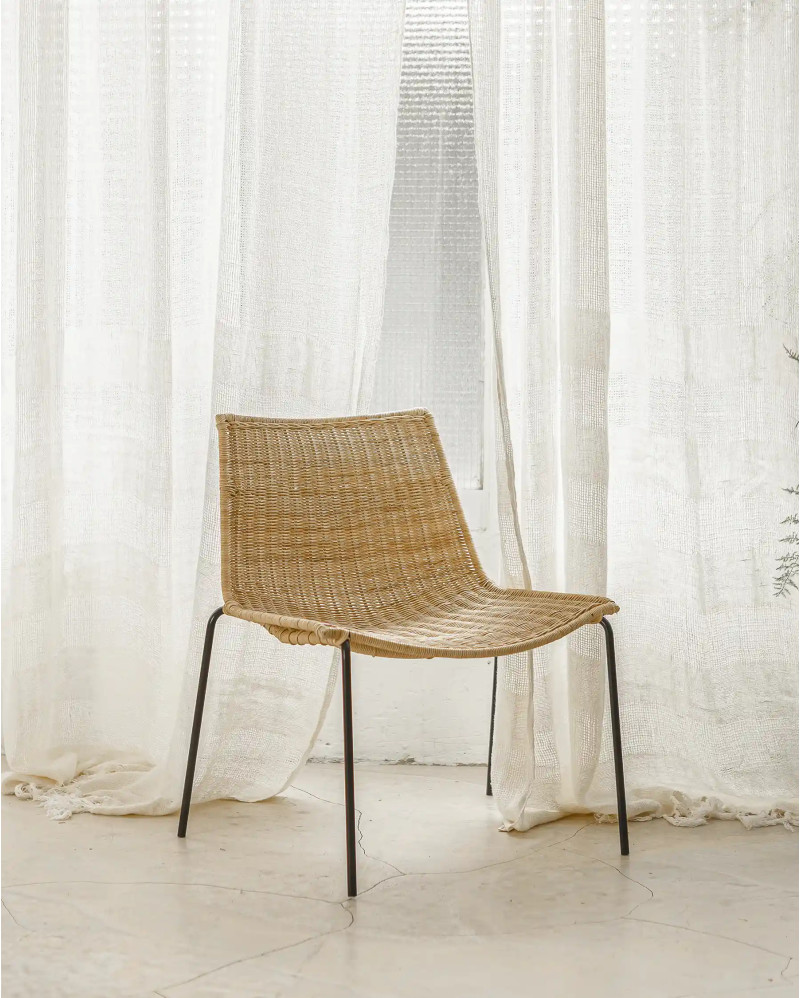 CAMP lounge chair in rattan and iron 64 x 58 x 72 cm