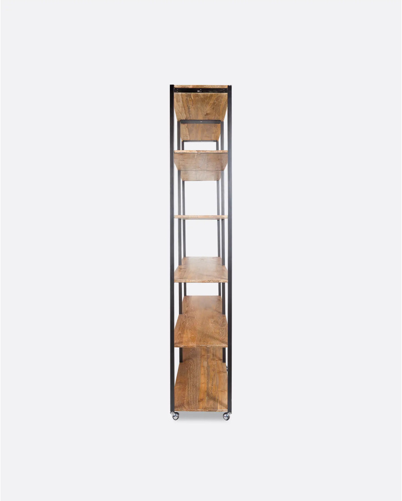 ONETWO bookcase in recycled teak wood and iron 200 x 45 x 250 cm