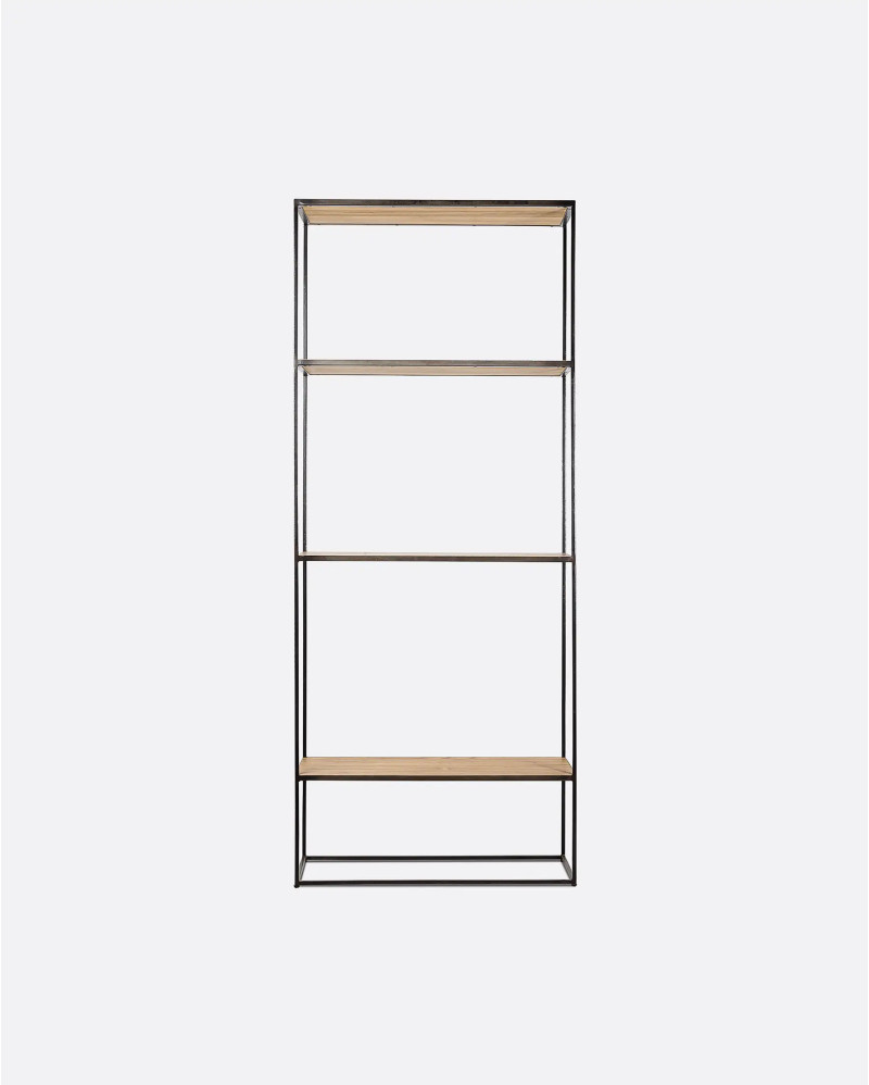 ONETWO bookcase in recycled teak wood and iron 80 x 30 x 195 cm