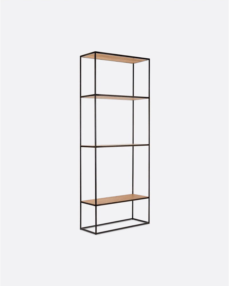 ONETWO bookcase in recycled teak wood and iron 80 x 30 x 195 cm