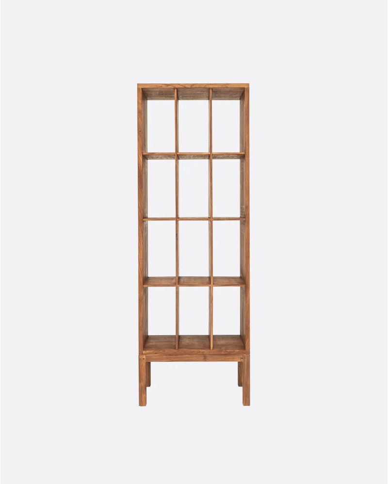 EROSI bookcase in recycled teak wood 60 x 37 x 180 cm in natural colour