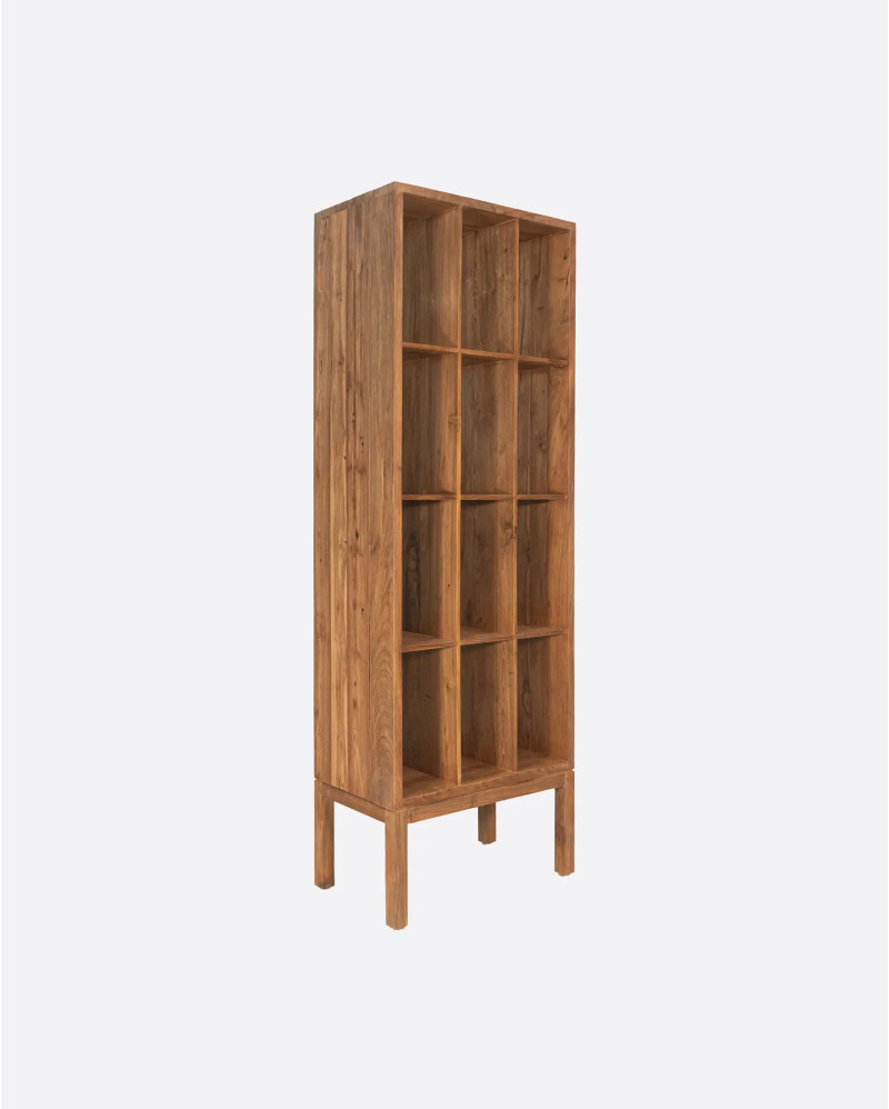 EROSI bookcase in recycled teak wood 60 x 37 x 180 cm in natural colour