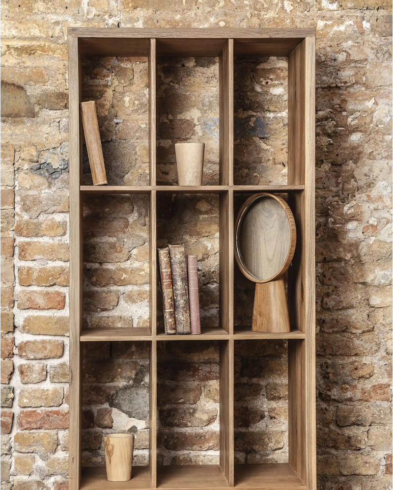 EROSI bookcase in recycled teak wood 60 x 37 x 180 cm in natural colour