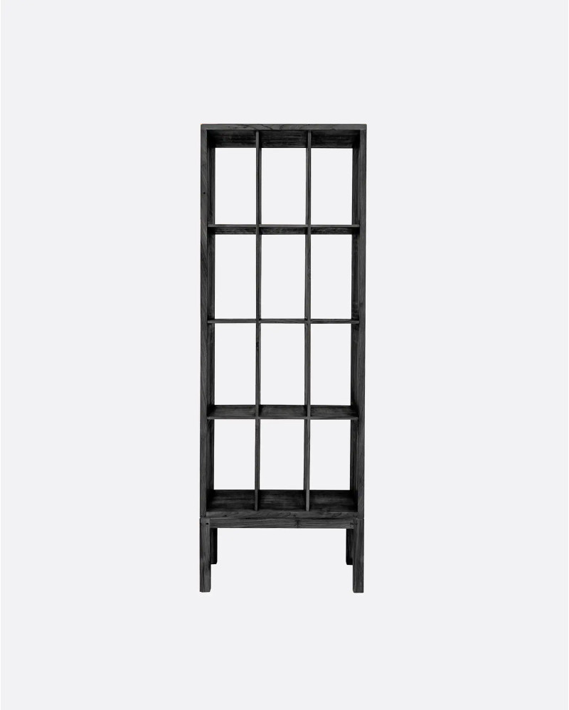 EROSI bookcase in recycled teak wood 60 x 37 x 180 cm in black colour