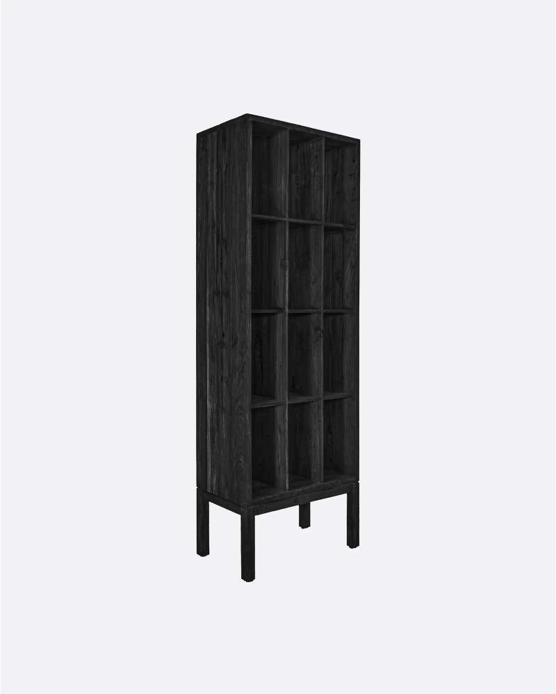 EROSI bookcase in recycled teak wood 60 x 37 x 180 cm in black colour