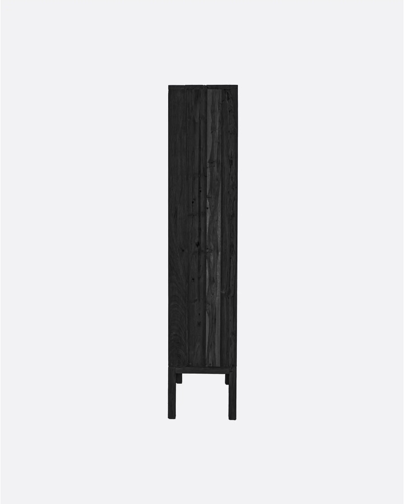 EROSI bookcase in recycled teak wood 60 x 37 x 180 cm in black colour