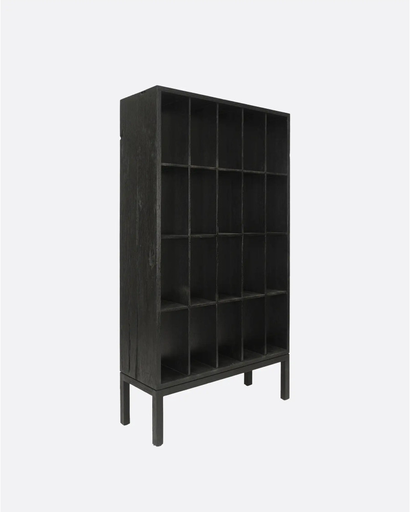 EROSI bookcase in recycled teak wood 100 x 37 x 180 cm in black colour