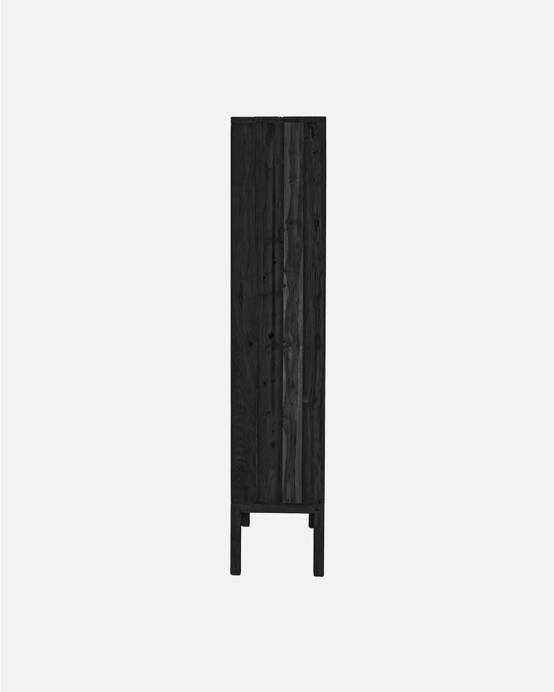 Estantería EROSI de madera de teca reciclada 100 x 37 x 180 cmen color negro