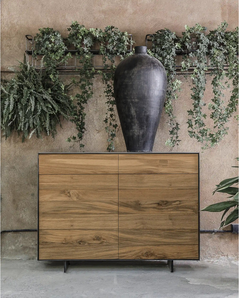 Buffet GEOX en bois de teck recyclé et fer 120 x 40 x 90 cm