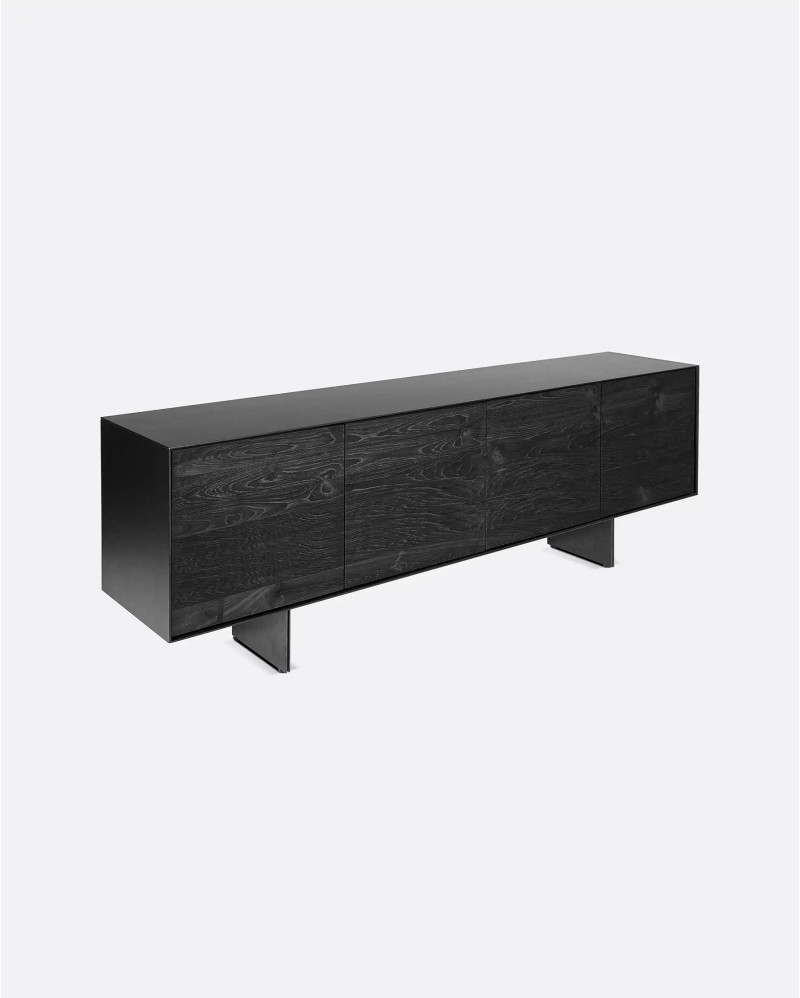 Aparador GEOX de madera de teca reciclada y hierro 208 x 45 x 72,5 cm en color negro