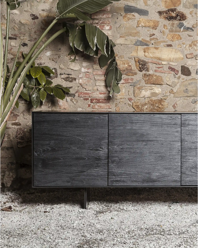 Buffet GEOX en bois de teck recyclé et fer 208 x 45 x 72,5 cm en couleur noire