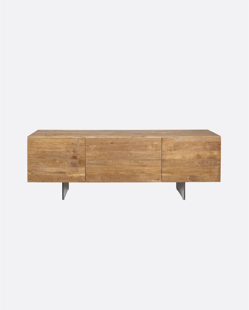 SOLO sideboard in recycled teak wood and iron 208 x 40 x 74 cm