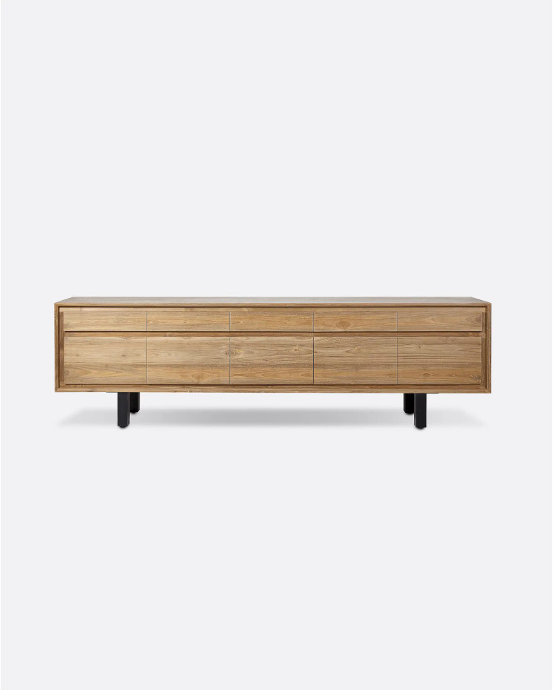 Aparador LOX de madera de teca reciclada y hierro 257 x 45 x 74 cm