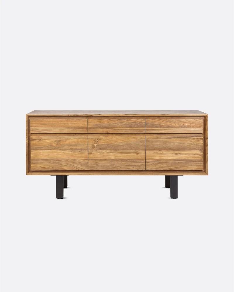 LOX sideboard in recycled teak wood and iron 160 x 45 x 74 cm