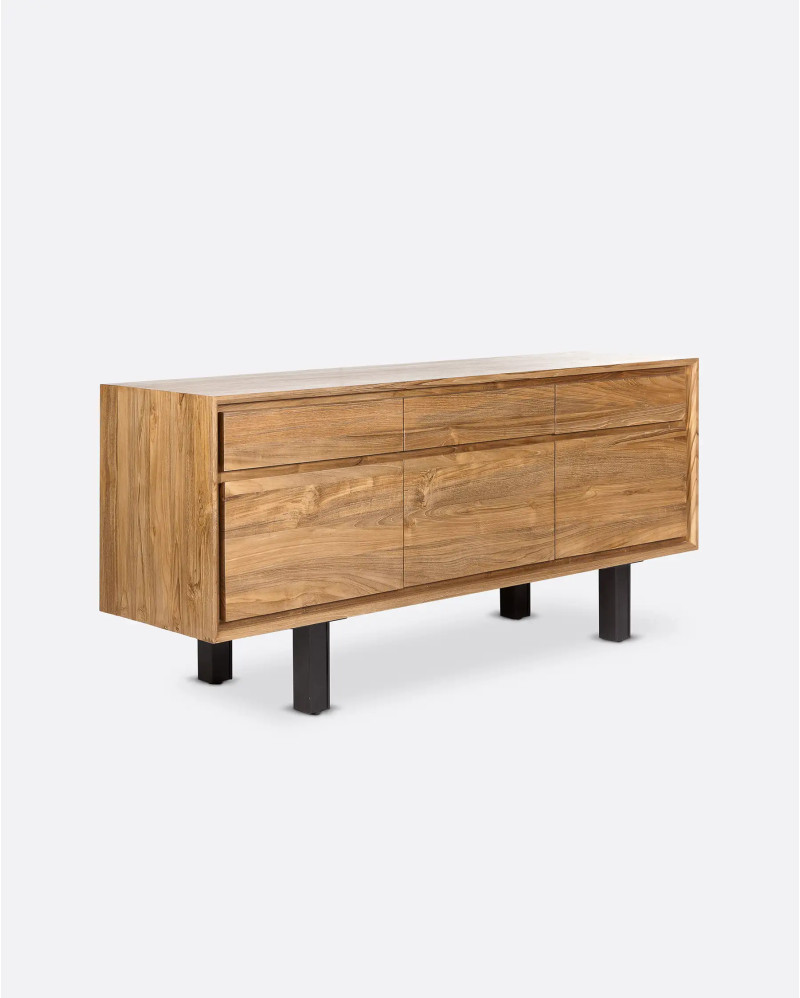 Aparador LOX de madera de teca reciclada y hierro 160 x 45 x 74 cm