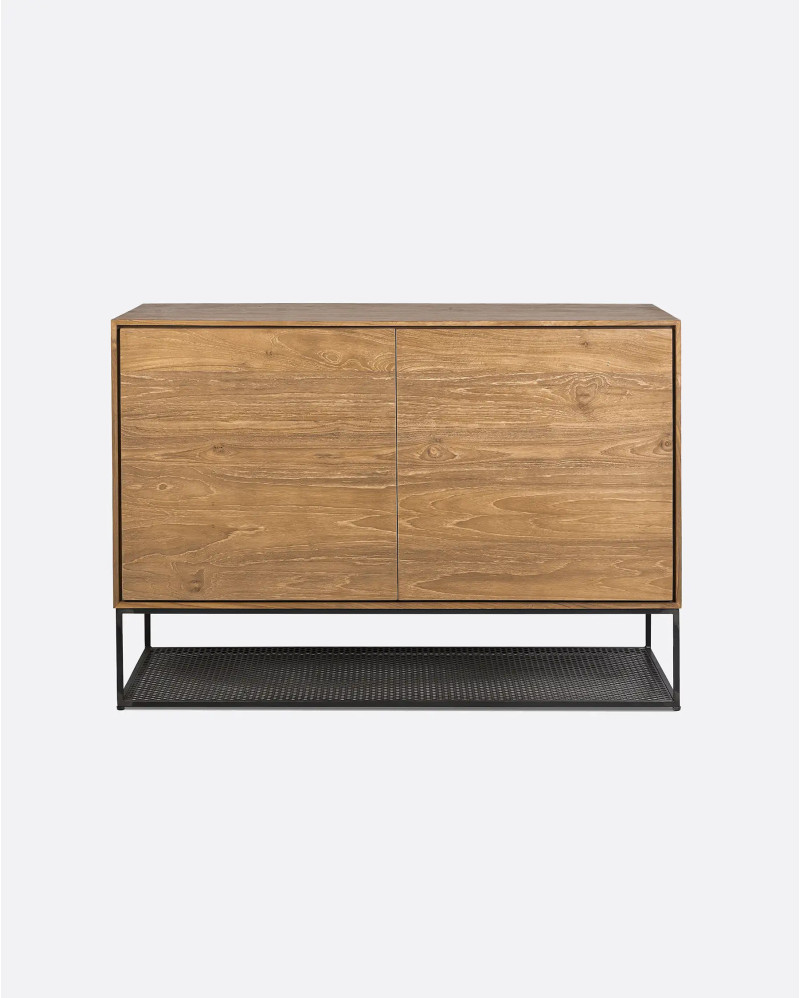 ONETWO sideboard in recycled teak wood and iron 110 x 40 x 78 cm