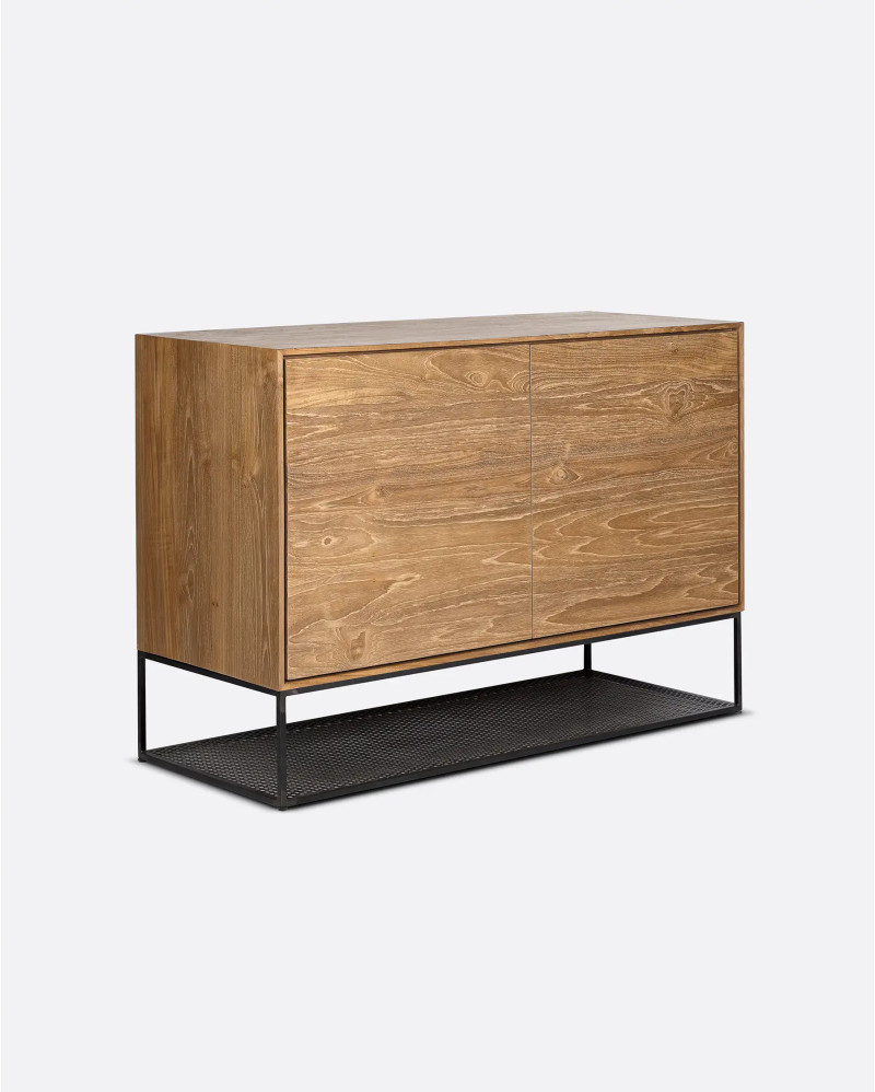 ONETWO sideboard in recycled teak wood and iron 110 x 40 x 78 cm