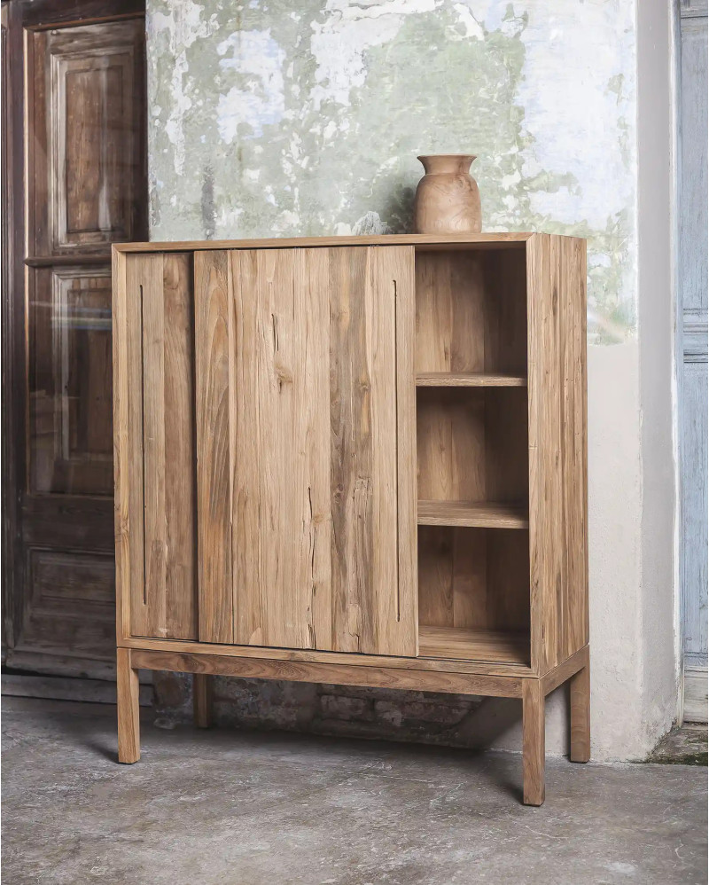 Buffet EROSI en bois de teck recyclé 110 x 45 x 130 cm en couleur naturelle