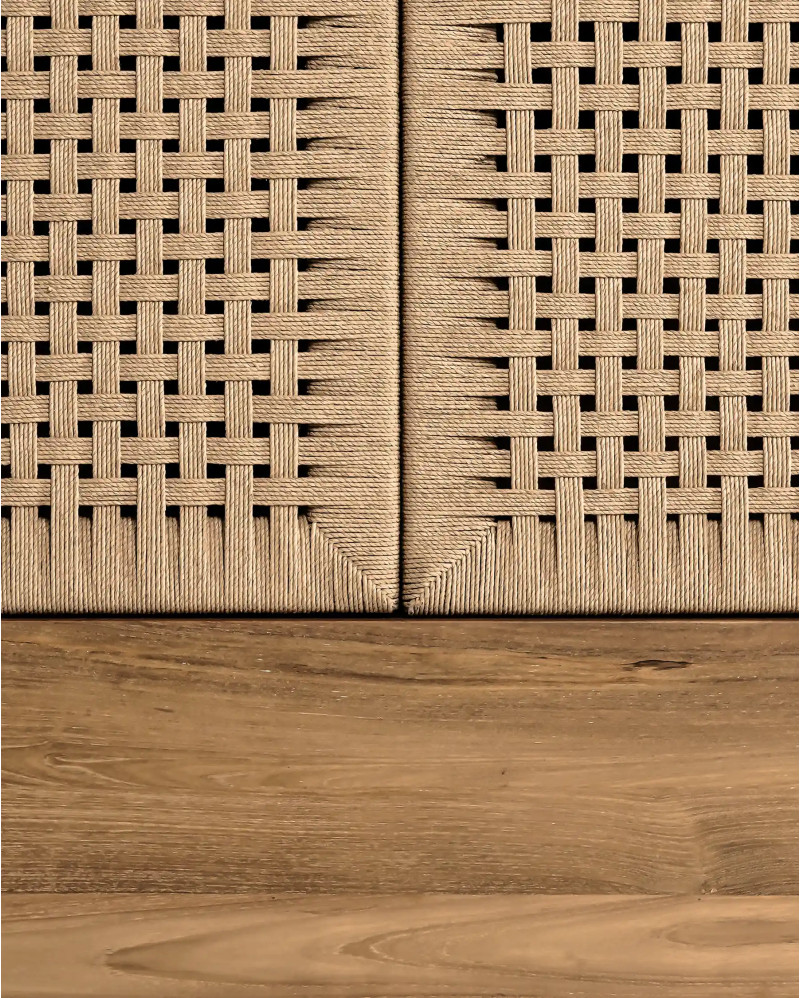 CORA cabinet in teak wood, iron and paper cord 100 x 45 x 176 cm