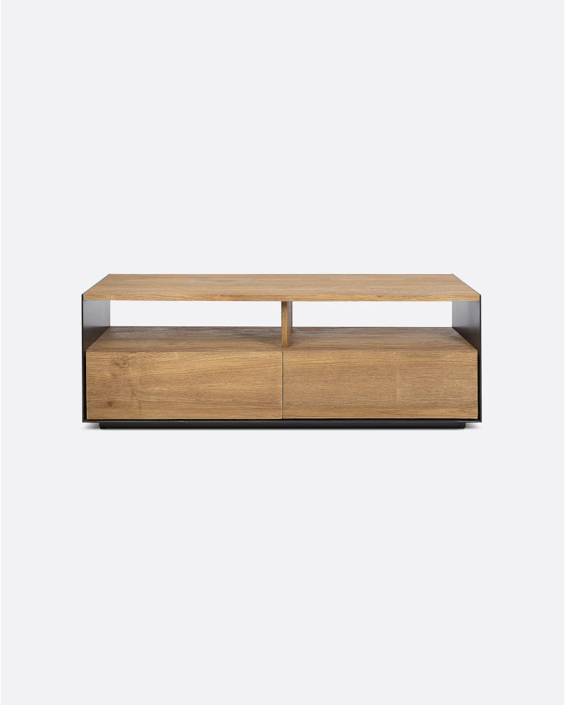 Mueble de TV GEOX de madera de teca reciclada y hierro 120 x 40 x 40 cm