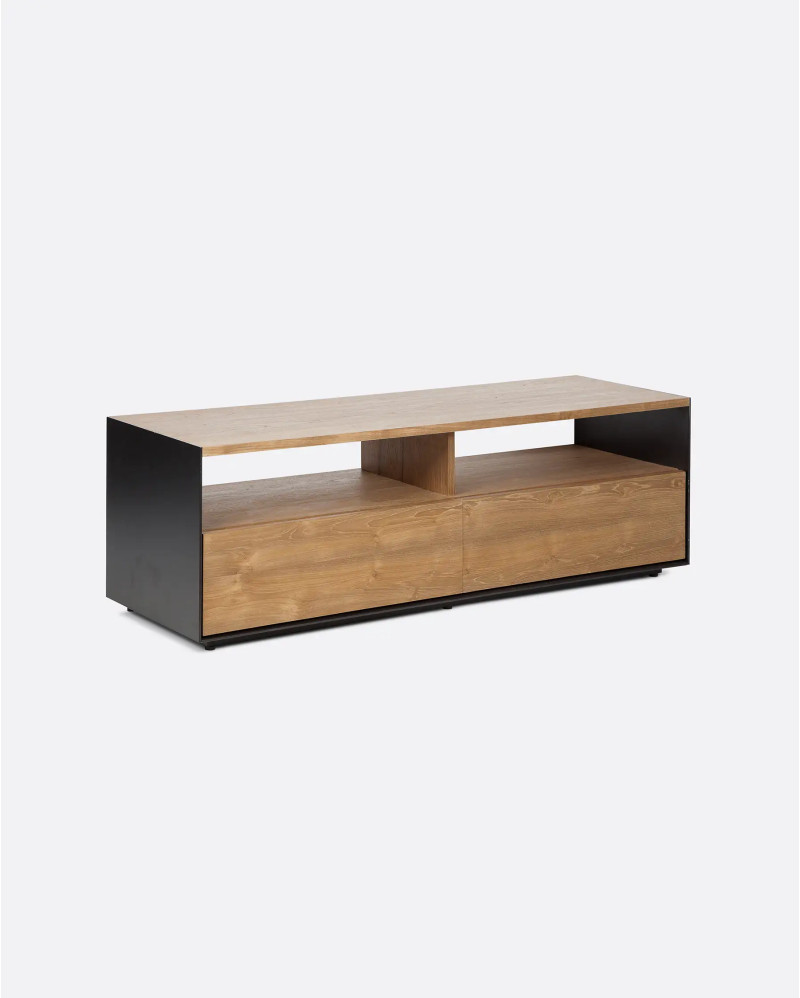 Mueble de TV GEOX de madera de teca reciclada y hierro 120 x 40 x 40 cm