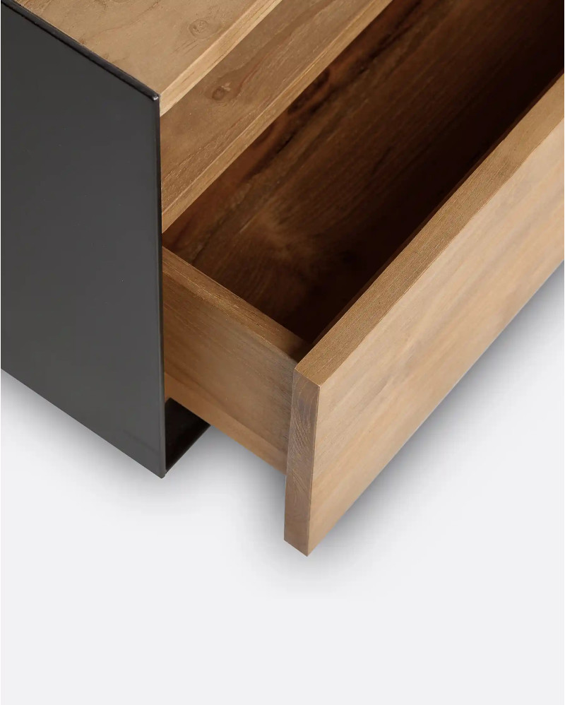 Mueble de TV GEOX de madera de teca reciclada y hierro 120 x 40 x 40 cm