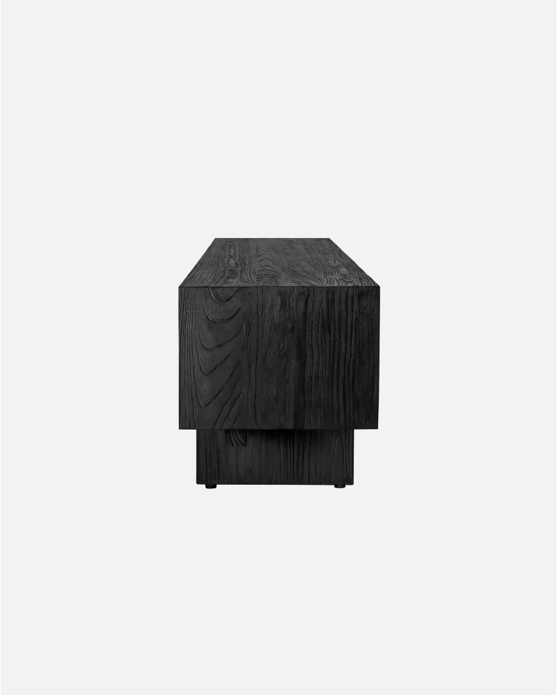 RIJAL TV stand in teak wood 240 x 45 x 51 cm in black colour