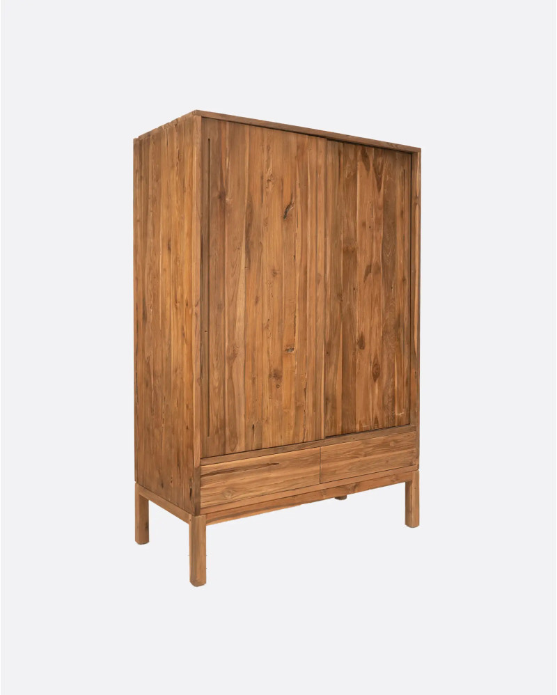 Armario de madera EROSI de teca reciclada 125 x 60 x 190 cm