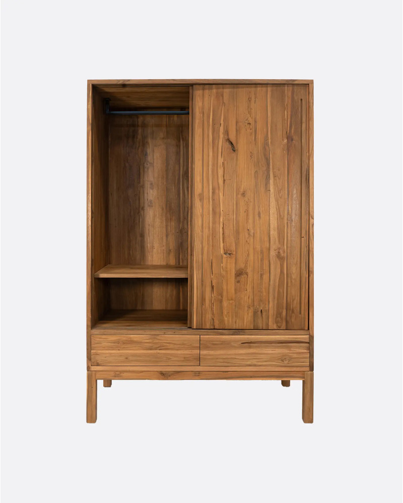 EROSI wardrobe in recycled teak wood 125 x 60 x 190 cm