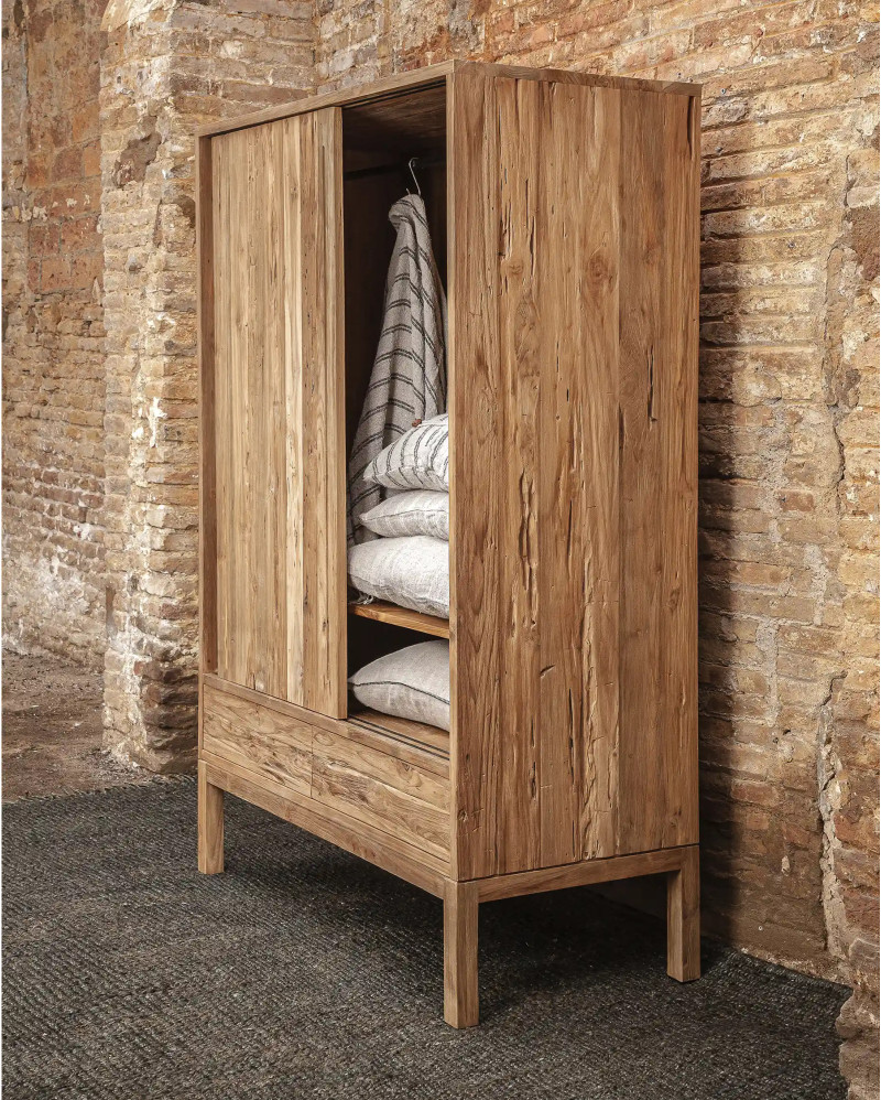 Armoire EROSI en bois de teck recyclé 125 x 60 x 190 cm