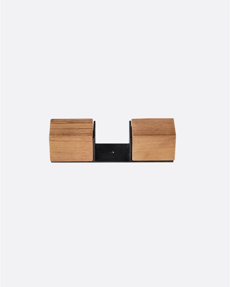 CORA divider in recycled teak wood and paper cord 190 x 5 x 190 cm