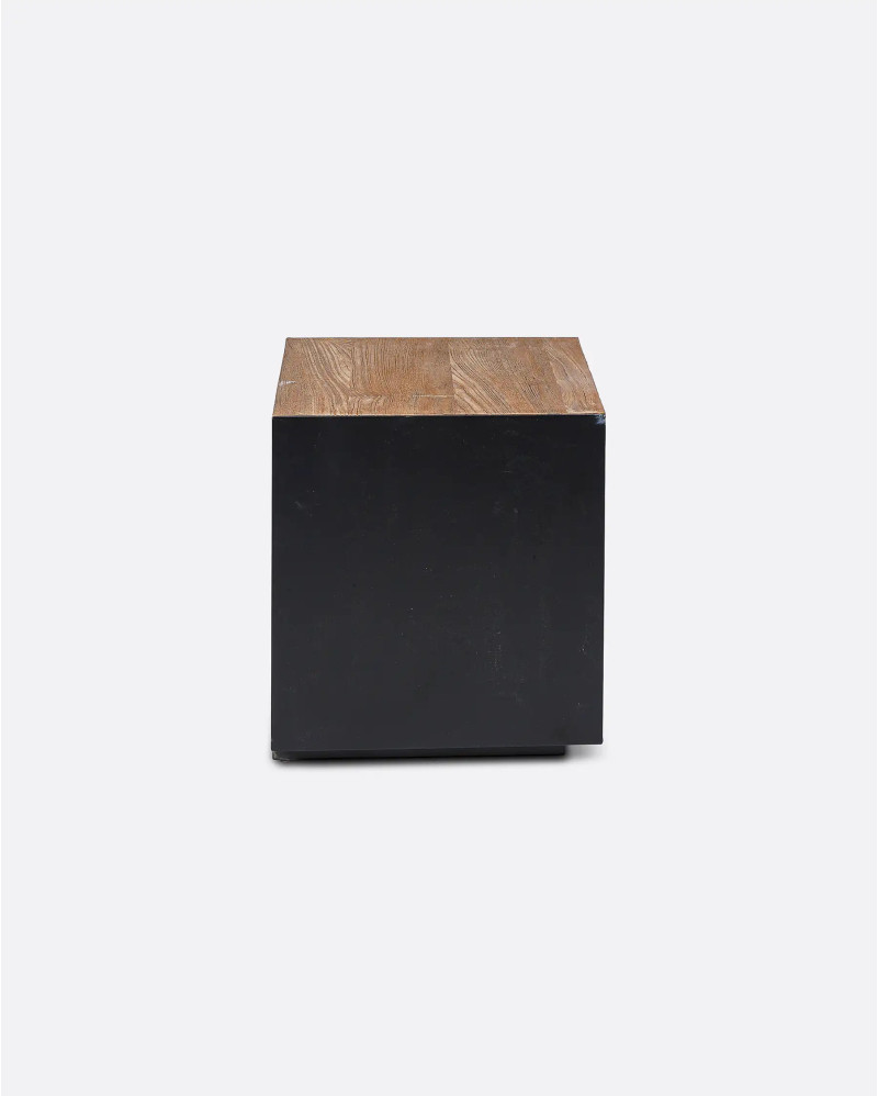 GEOX bedside table in recycled teak wood and iron 50 x 37 x 40 cm