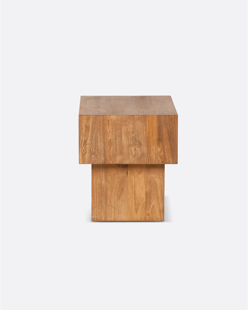 CORA bedside table in recycled teak wood and paper cord 50 x 40 x 48 cm