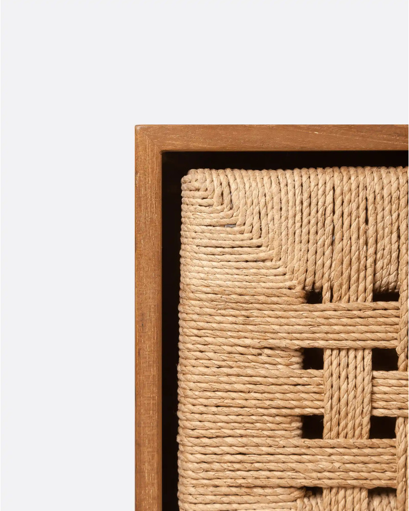 CORA bedside table in recycled teak wood and paper cord 50 x 40 x 48 cm