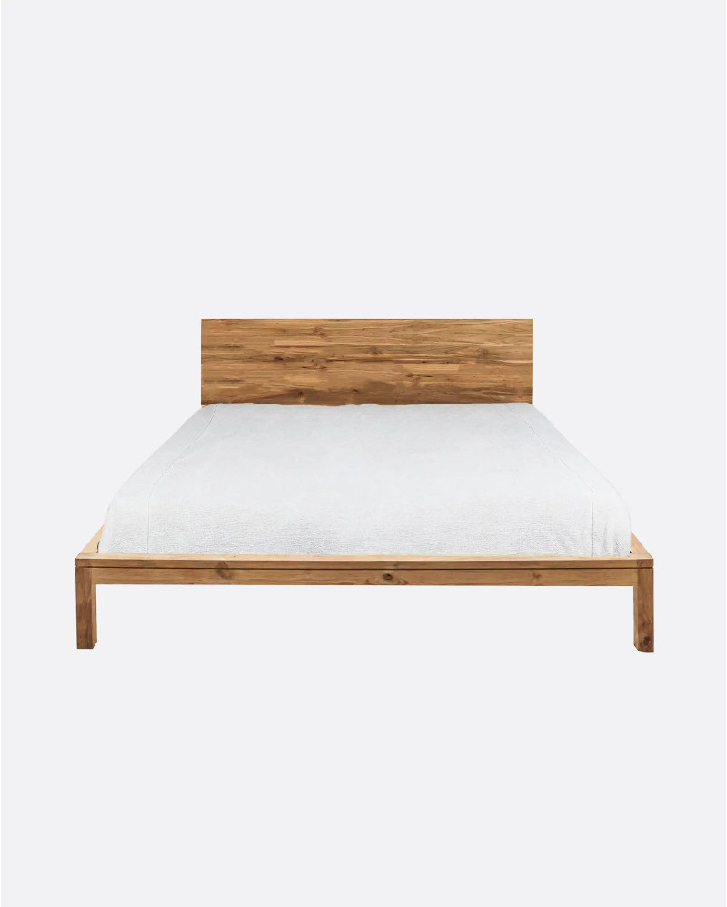 Cadre de lit EROSI en bois de teck recyclé 170 x 210 x 79 cm pour matelas 160 x 200 cm