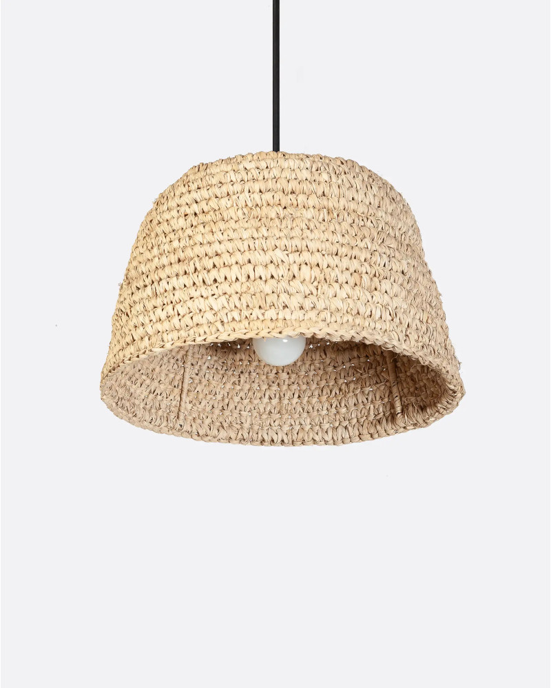 GOLF ceiling lamp in seagrass and iron Ø 28 cm x 17,5 cm high