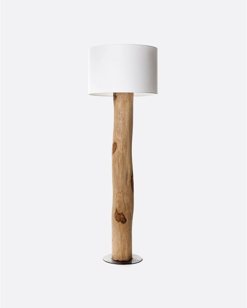 ENT floor lamp in teak wood and cotton fabric lampshade 55 x 55 x 165 cm