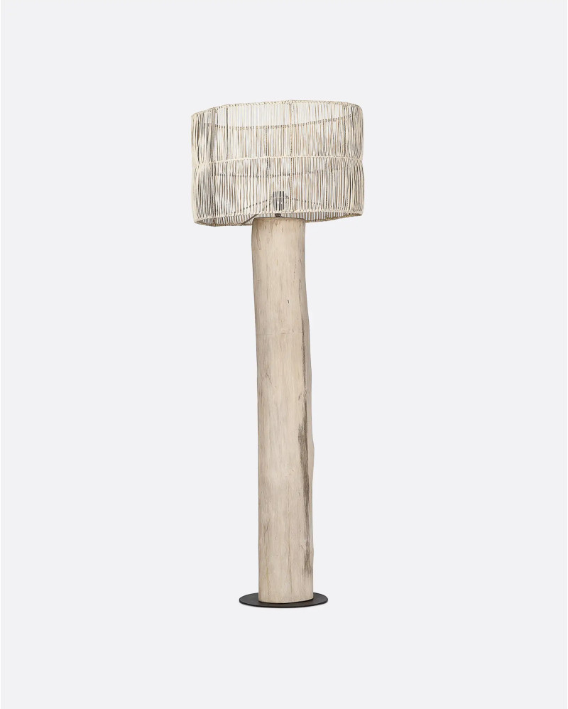 Lampe sur pied ENT en bois de teck et abat-jour en rotin 55 x 55 x 165 cm en couleur naturelle