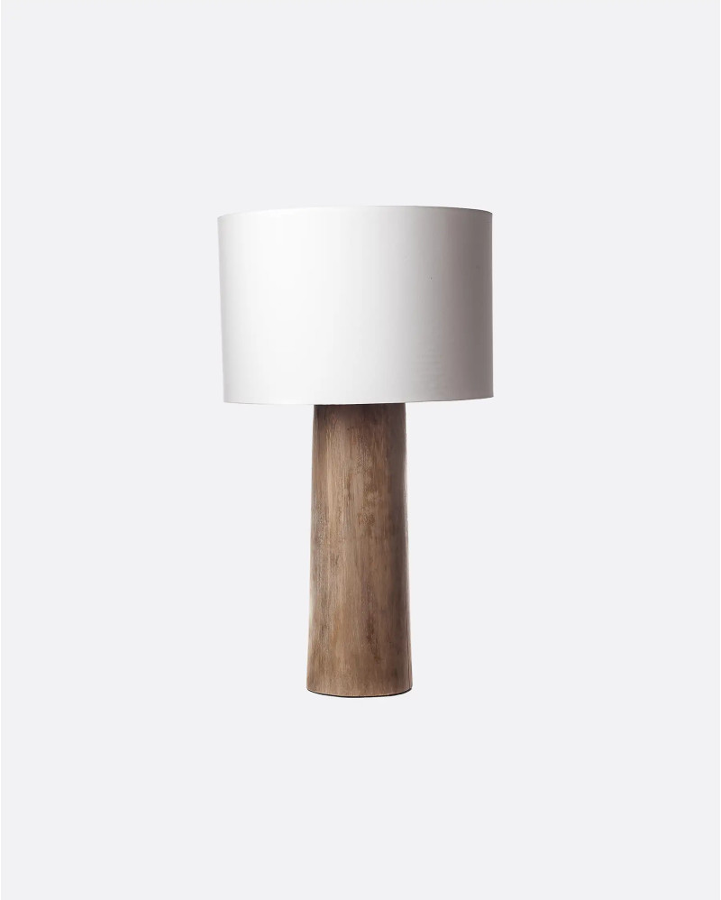 Lampe de table ENT en bois de teck et abat-jour en coton 30 x 30 x 50 cm