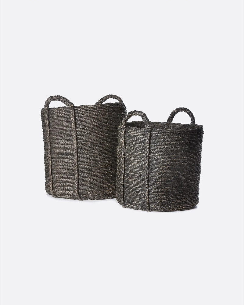 ASA basket made of water hyacinth in black colour. Set of 2 units