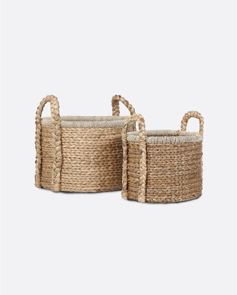 ASBA basket made of water hyacinth in natural colour. Set of 2 units