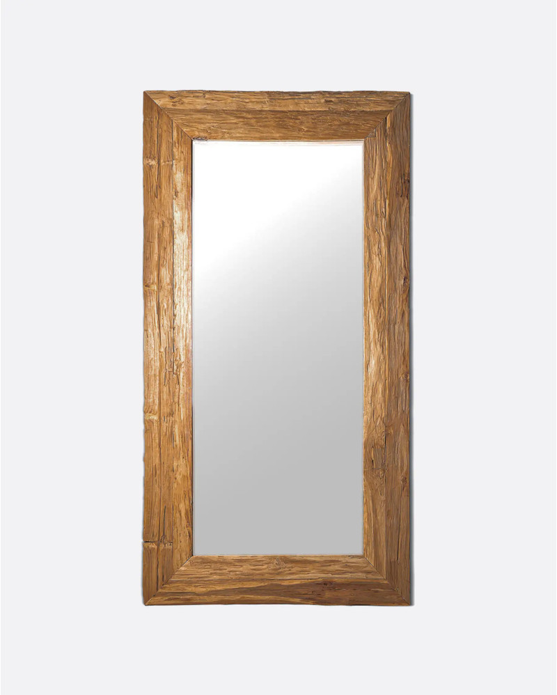 EROSI mirror in recycled teak wood 110 x 4 x 210 cm