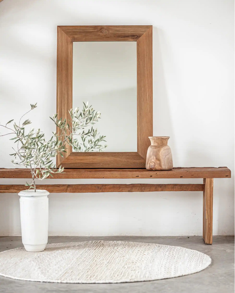 EROSI mirror in recycled teak wood 70 x 4 x 100 cm