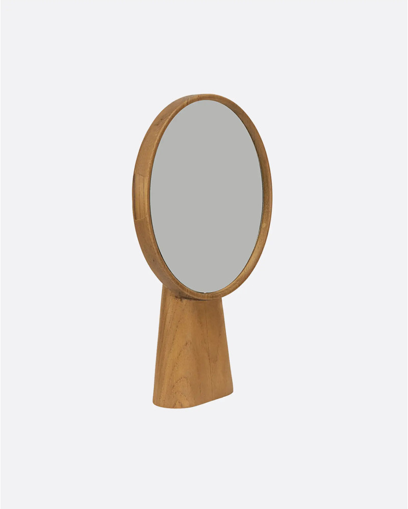 MOMI mirror in recycled teak wood 23 x 6 x 35 cm